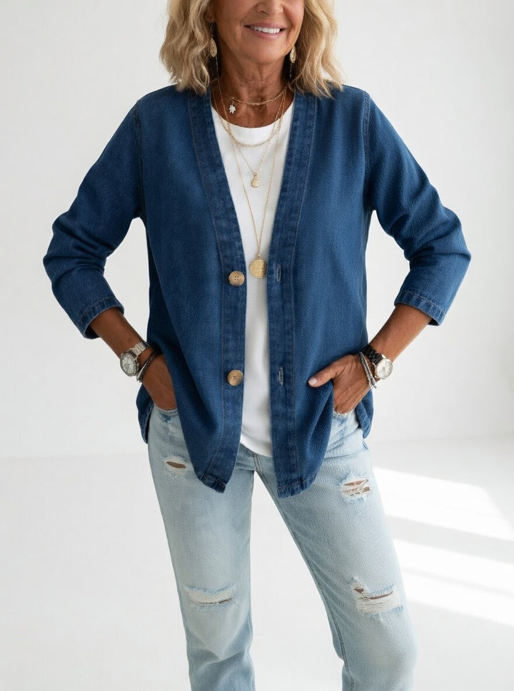 Claironne™ — Veste denim élégante décontractée intemporelle