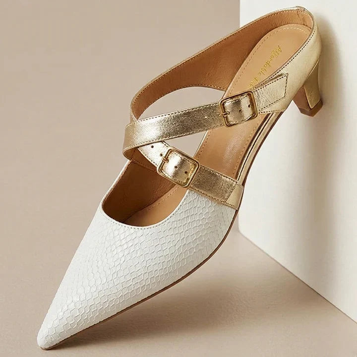 Ludovica | Mules à Bout Pointu avec Brides Croisées