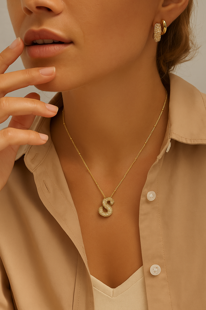 Necklace with Initial in Gold Letter