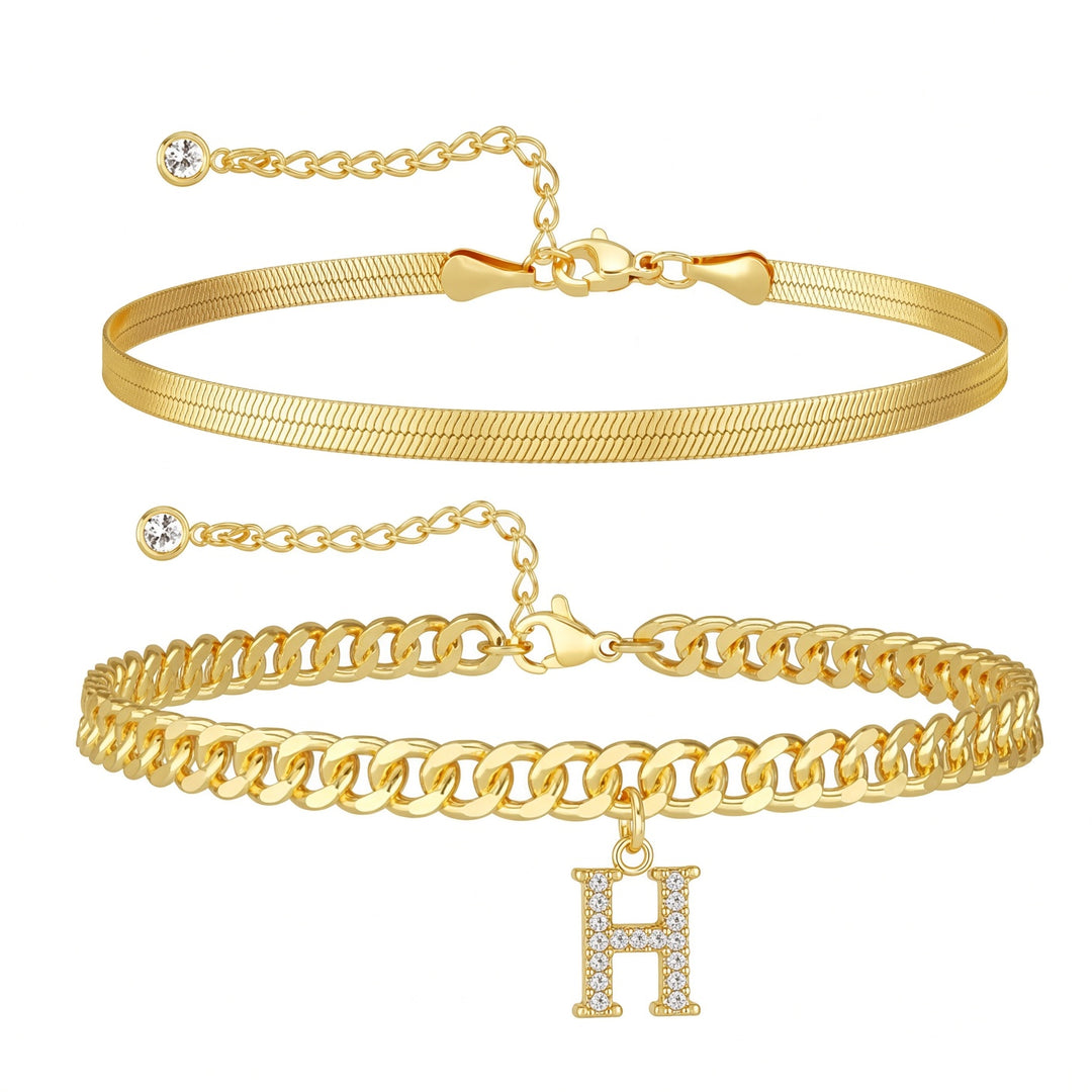 Zavélia™ — Bracelet de cheville initiale personnalisé