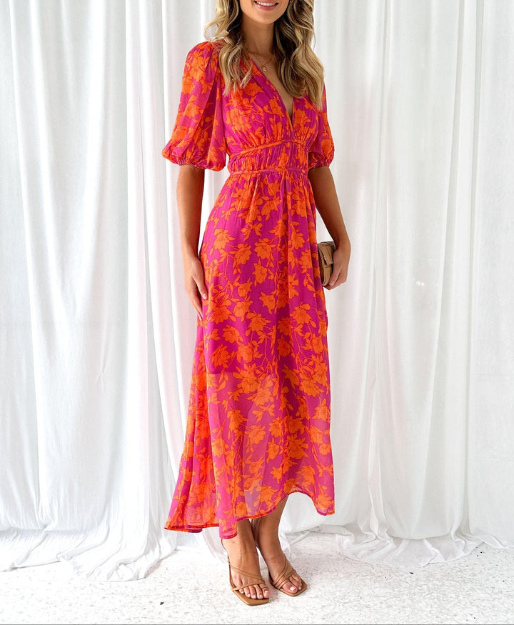 Luna™ - Robe Midi Flora Moderne