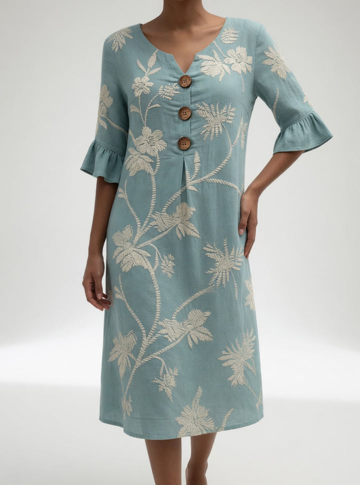 Lénora™ — Robe mi-longue florale liberté estivale