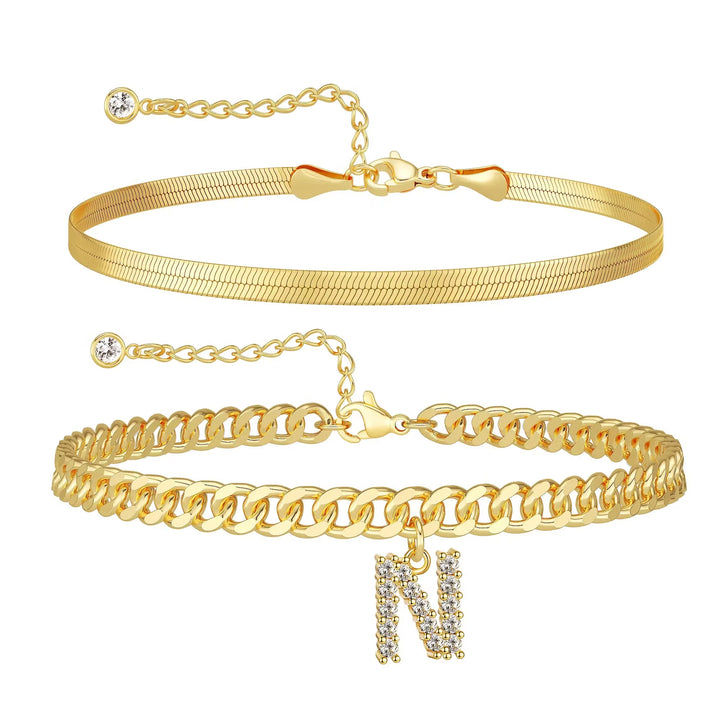 Zavélia™ — Bracelet de cheville initiale personnalisé