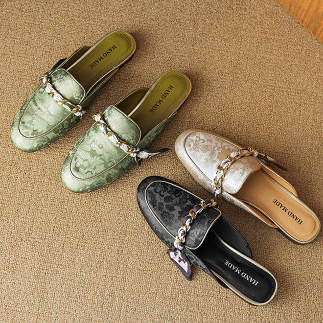 Marisa | Mules Mocassins avec Chaîne Décorative