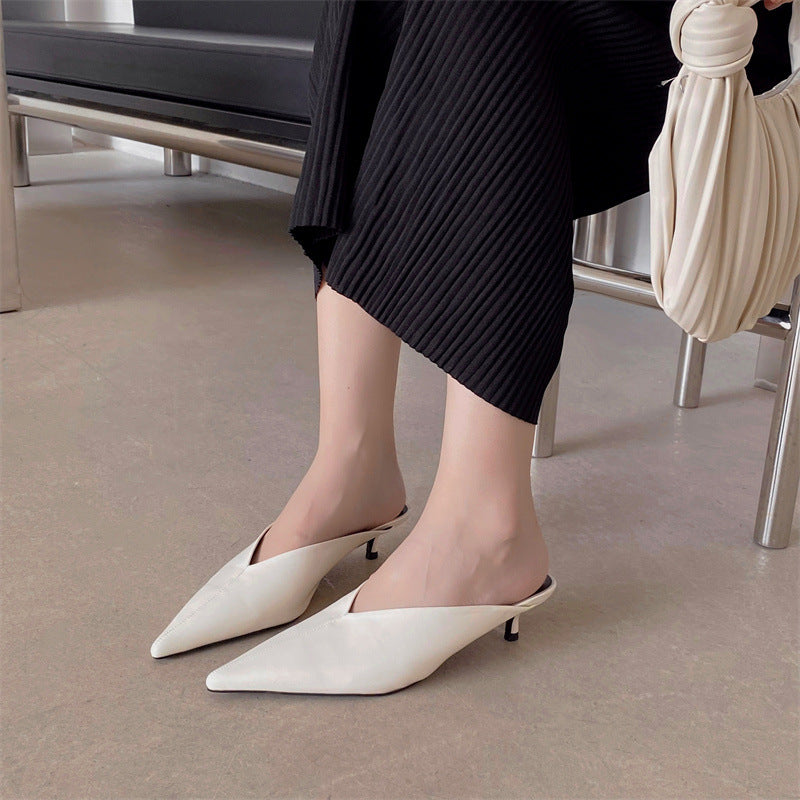 Caterina | Mules à Pointe avec Décolleté en V