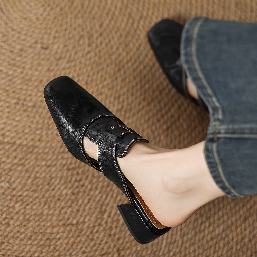 Carolina | Mules avec Bride et Bout Carré