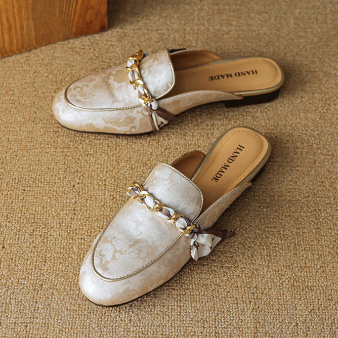 Marisa | Mules Mocassins avec Chaîne Décorative