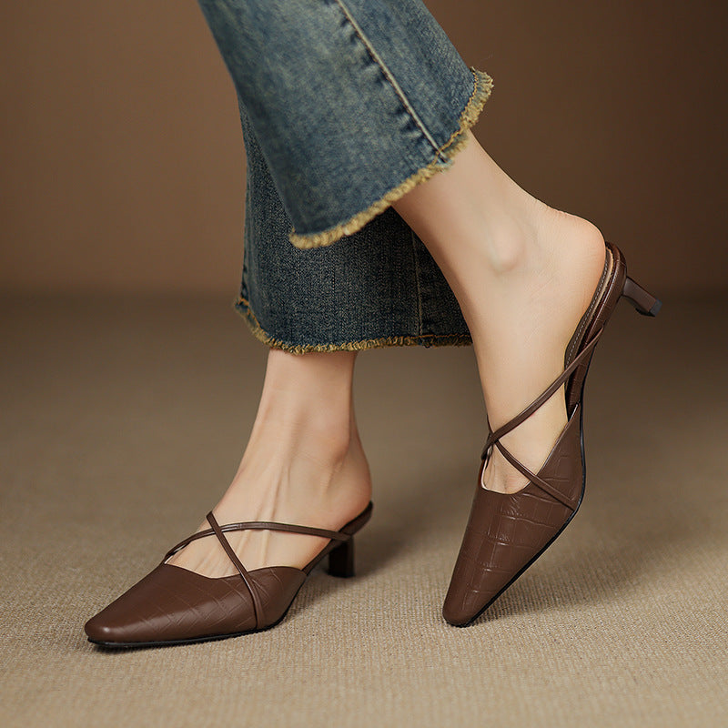 Cris | Mules à Pointe avec Brides Croisées