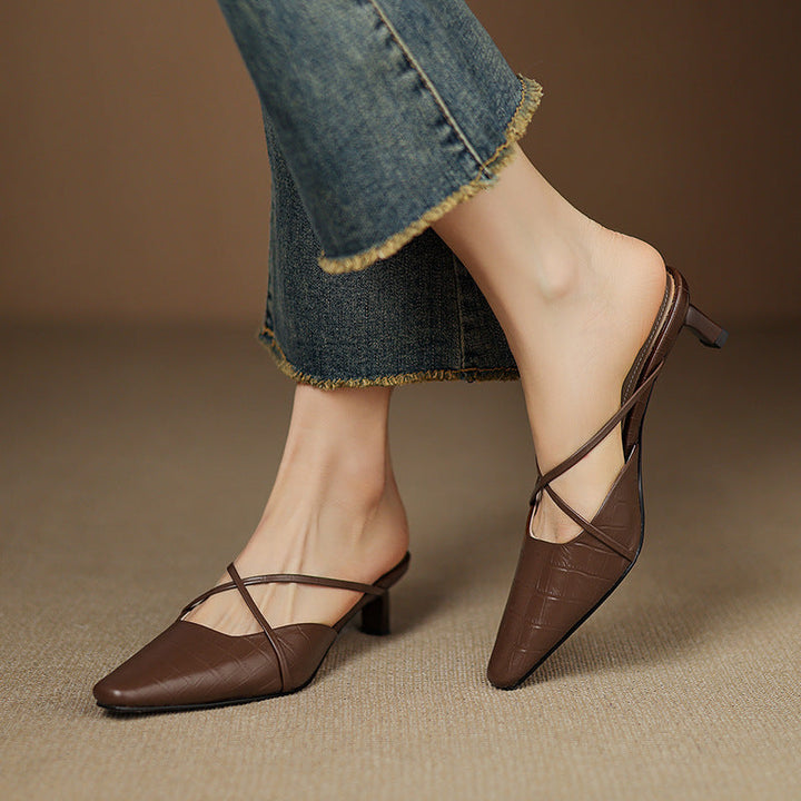 Cris | Mules à Pointe avec Brides Croisées