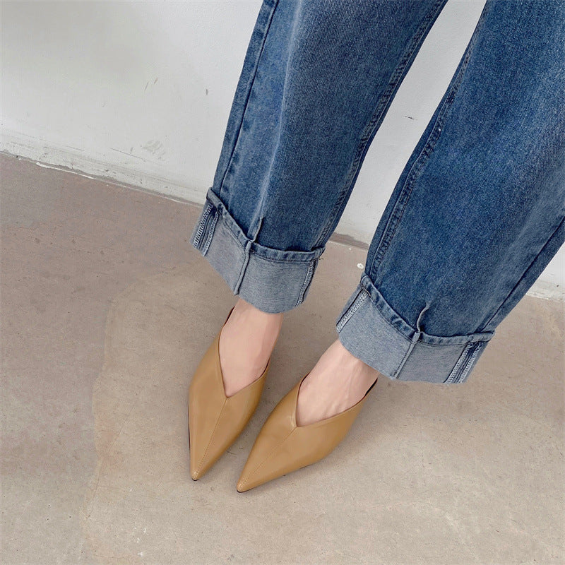 Caterina | Mules à Pointe avec Décolleté en V