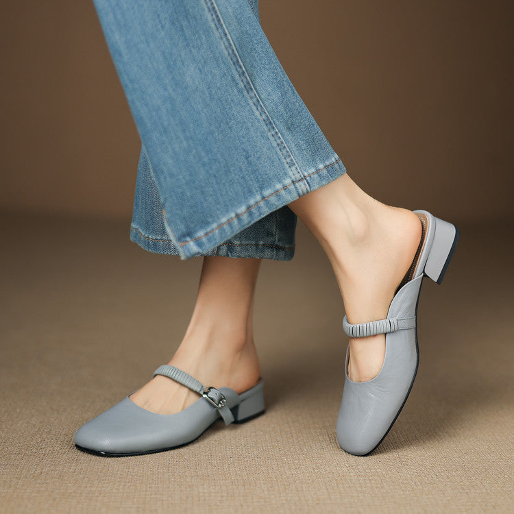 Laiza | Mules Mary Jane à Bout Ronde