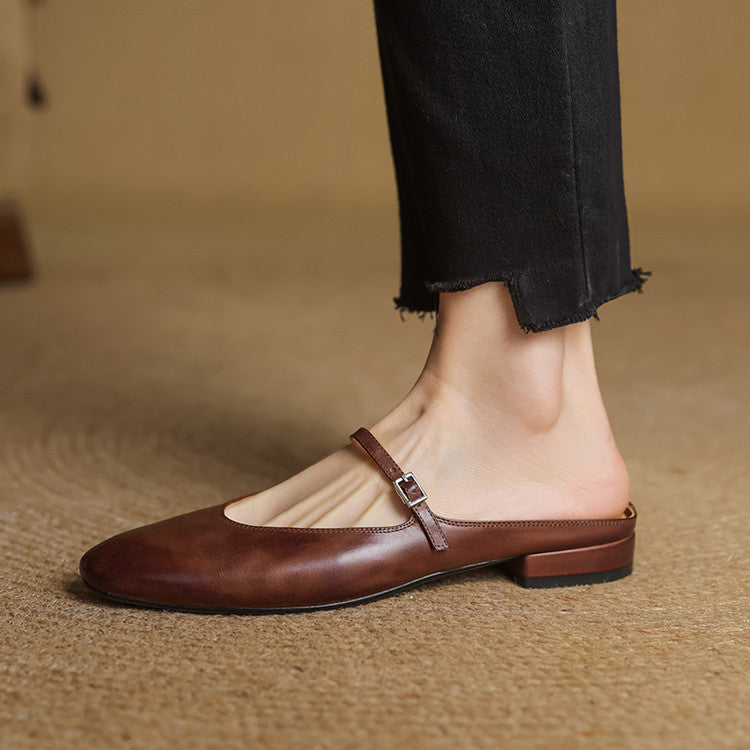 Bianca | Mules Mary Jane à Bout Amande