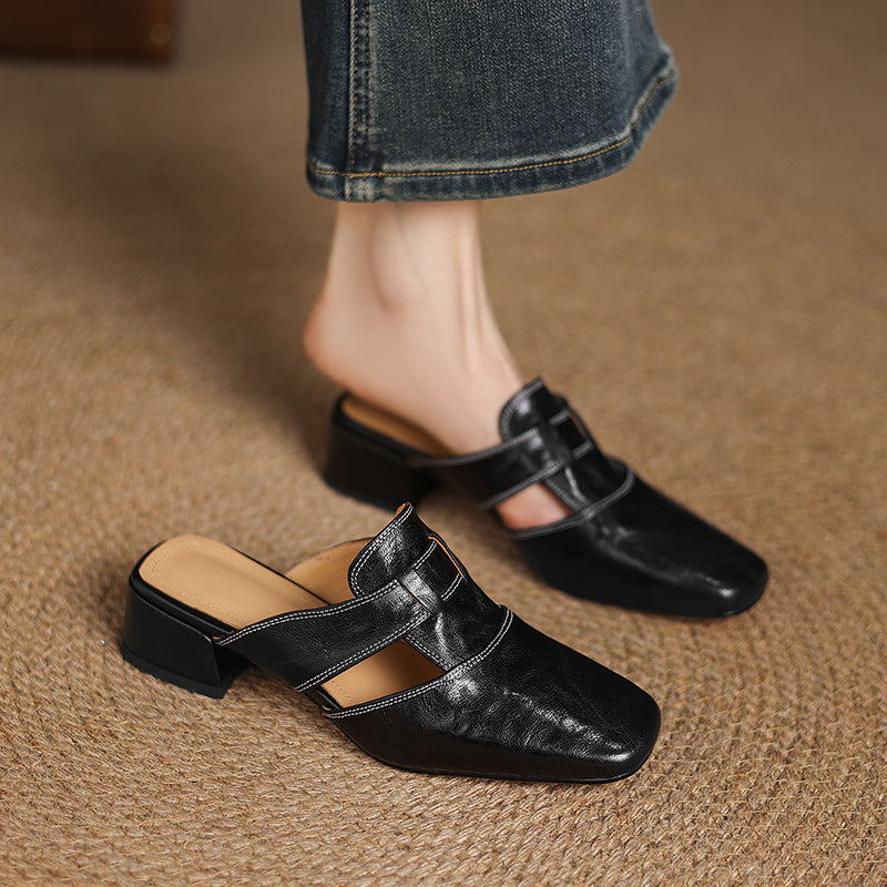Carolina | Mules avec Bride et Bout Carré