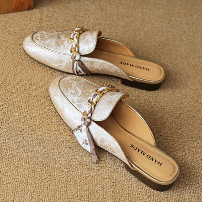 Marisa | Mules Mocassins avec Chaîne Décorative