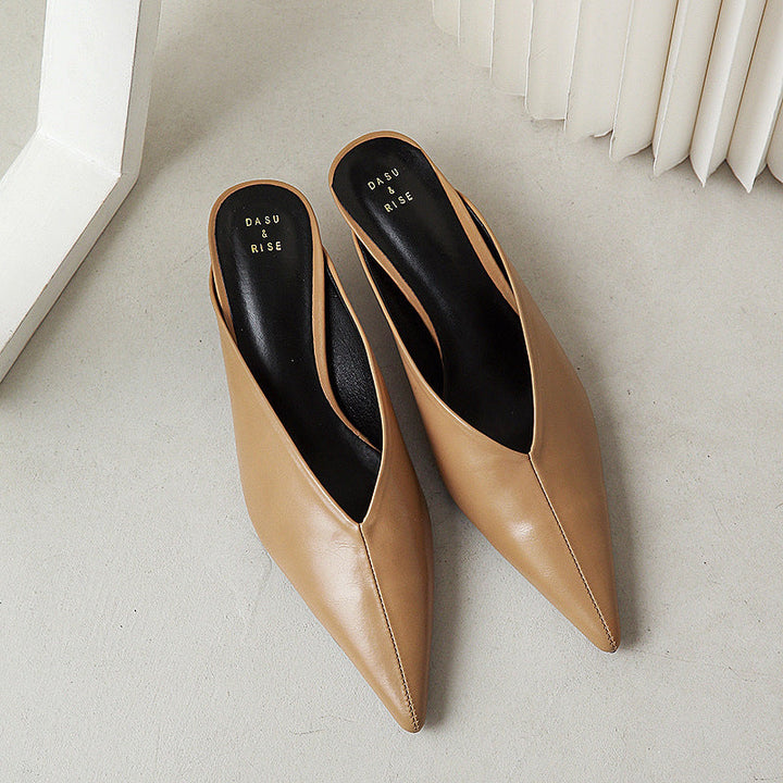 Caterina | Mules à Pointe avec Décolleté en V