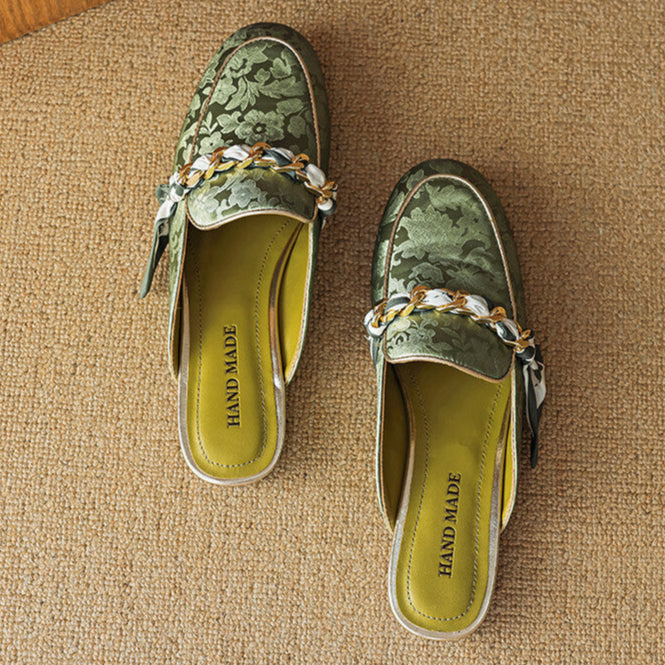 Marisa | Mules Mocassins avec Chaîne Décorative