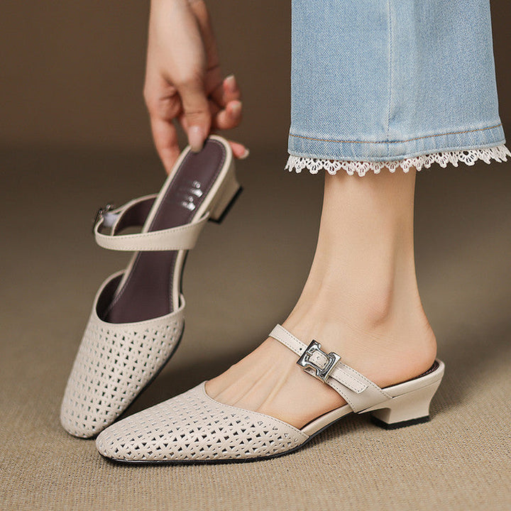 Lou | Mules Perforées avec Bride