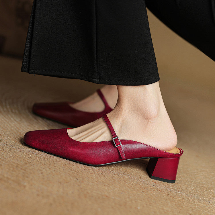 Italie | Mules Mary Jane à Bout Carré