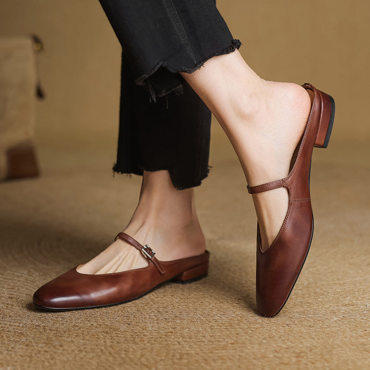 Bianca | Mules Mary Jane à Bout Amande