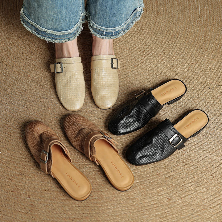 Angela | Mules Tressées avec Boucle