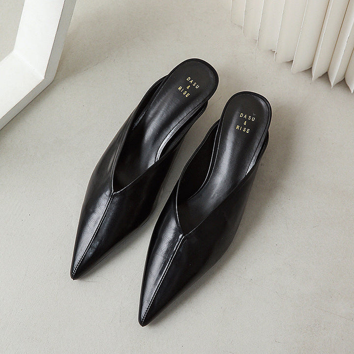Caterina | Mules à Pointe avec Décolleté en V