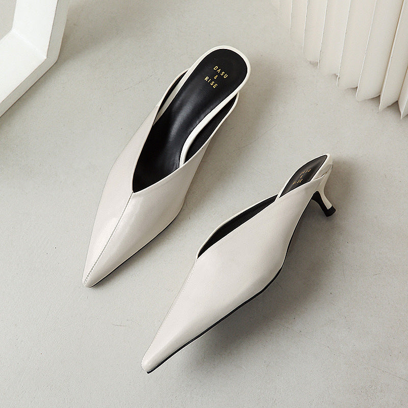 Caterina | Mules à Pointe avec Décolleté en V
