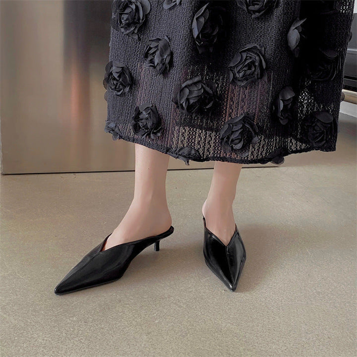 Caterina | Mules à Pointe avec Décolleté en V