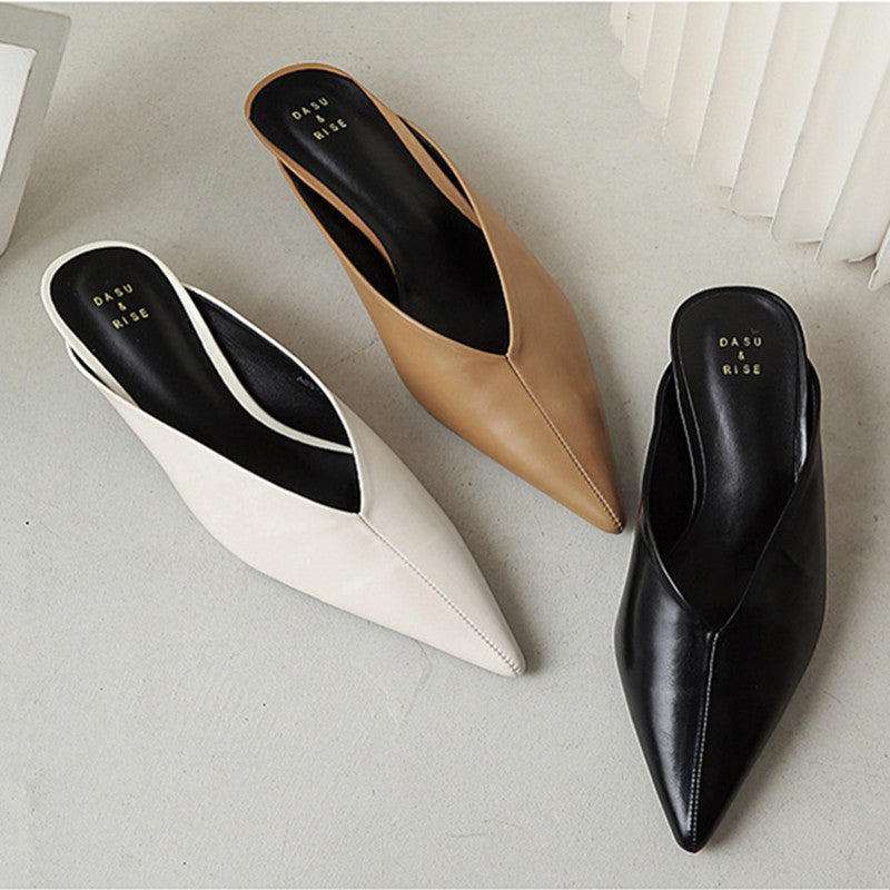 Caterina | Mules à Pointe avec Décolleté en V