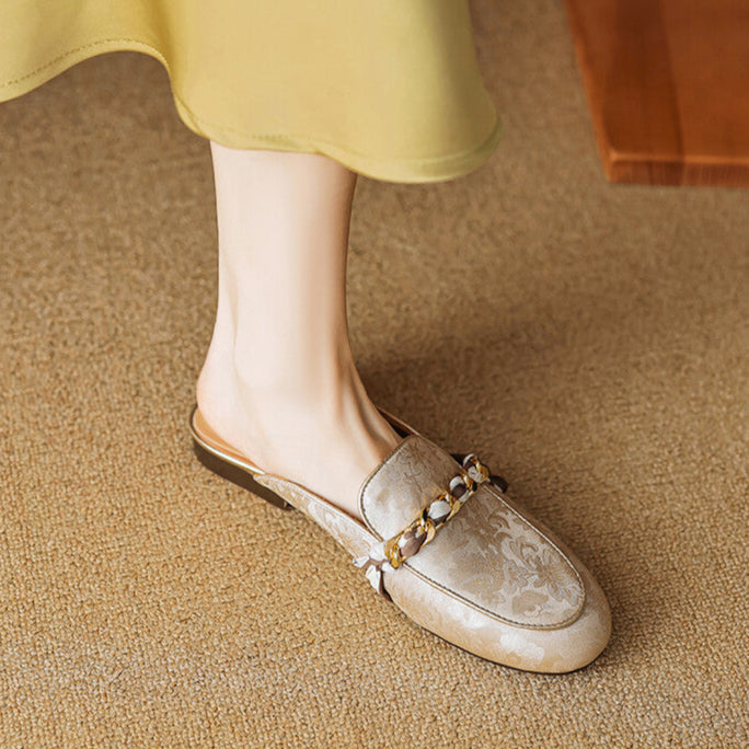 Marisa | Mules Mocassins avec Chaîne Décorative