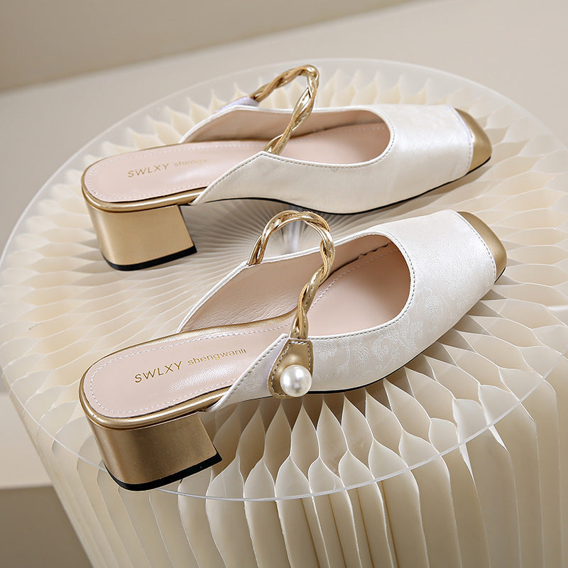 Haide | Mules avec Perle et Bout Carré