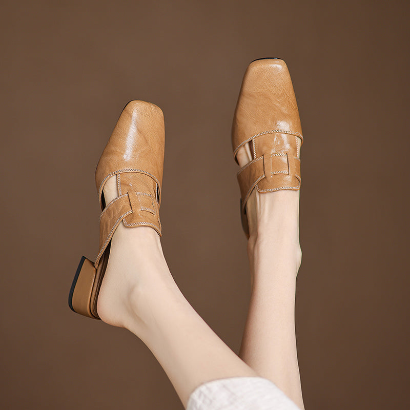 Carolina | Mules avec Bride et Bout Carré