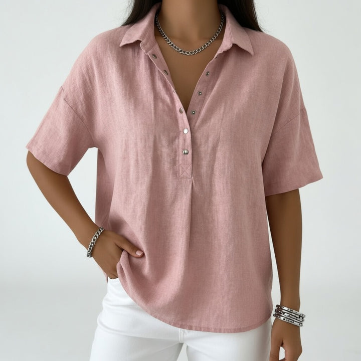 Tiphaine™ — Blouse col chemise décontractée douceur estivale