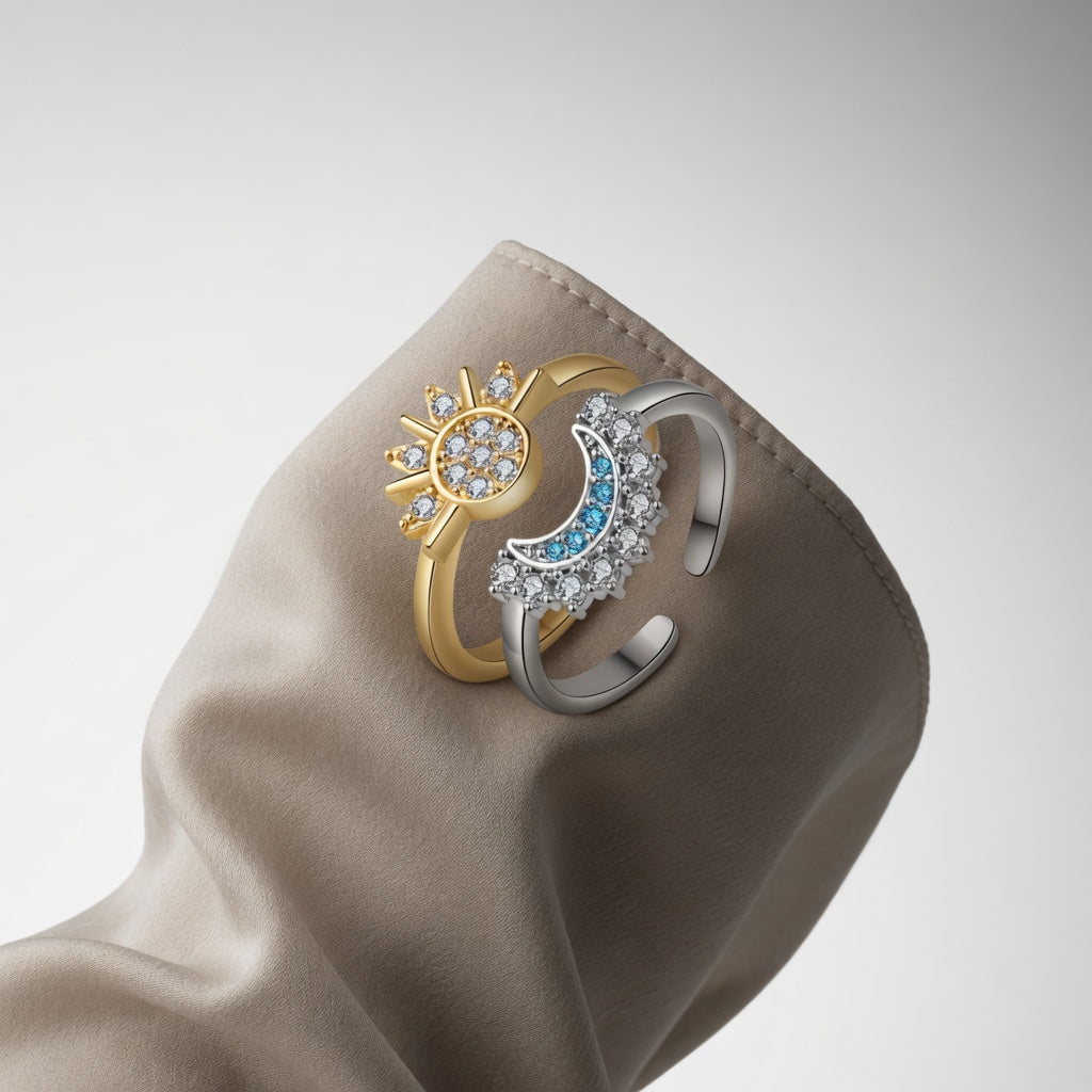 Sélénie™ — Collier soleil lune cristaux bitonalité céleste