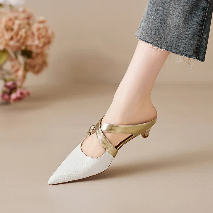 Ludovica | Mules à Bout Pointu avec Brides Croisées