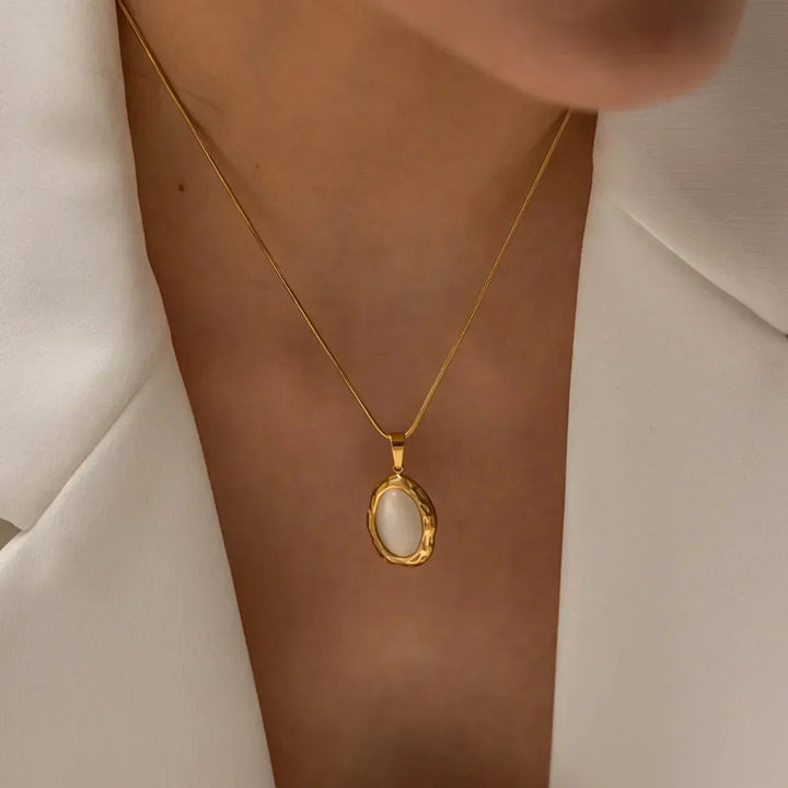 Oval Opal Cat's Eye Gold Plated Necklace