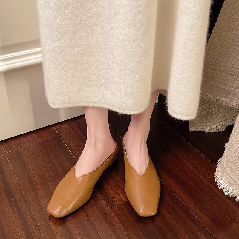 Beatrice | Mules Métalliques à Bout Carré