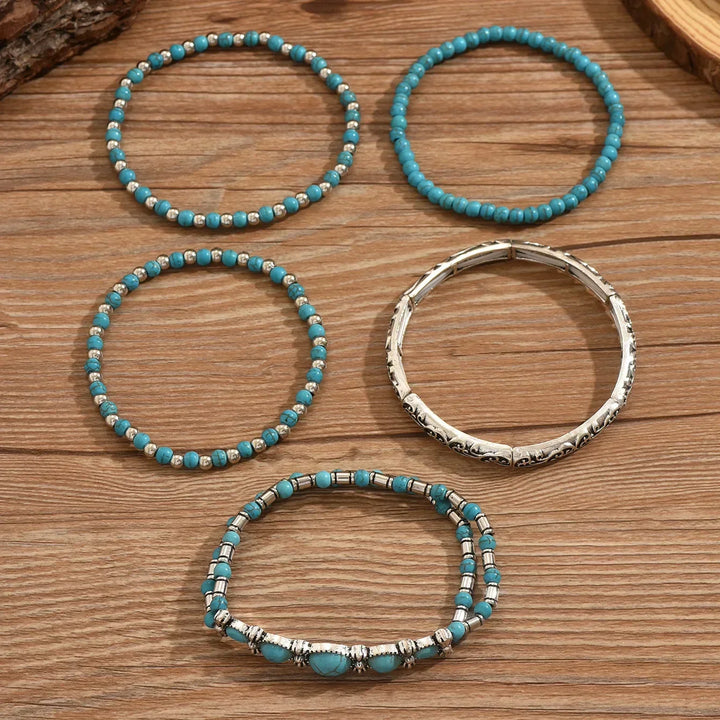 Maëlys™ — Bracelet multi-rangs turquoise raffiné
