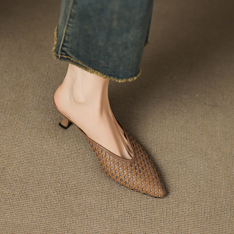Maria | Mules Tressées à Pointe