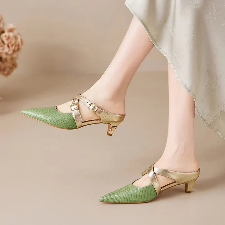 Ludovica | Mules à Bout Pointu avec Brides Croisées