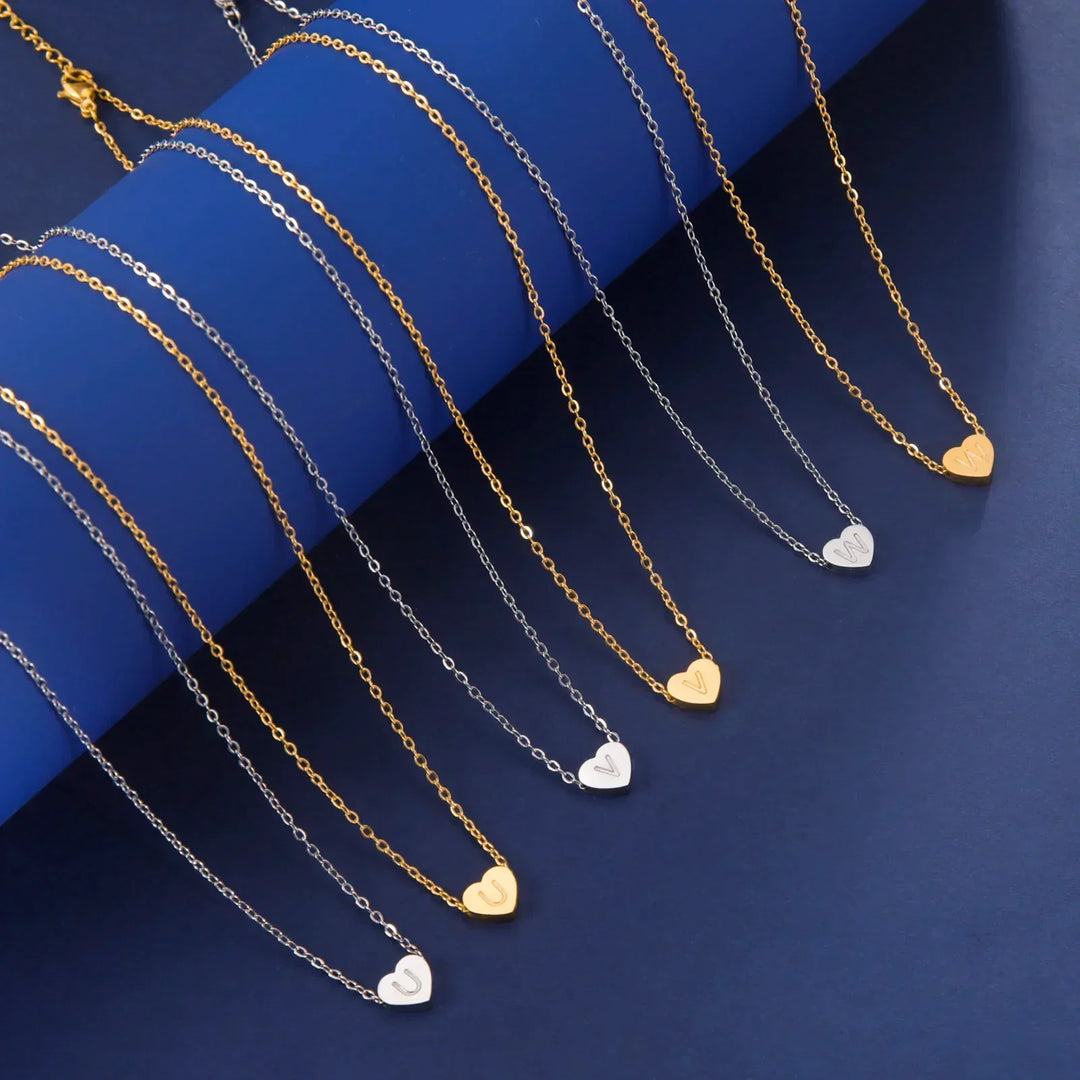 Romantic Heart Initial Choker Necklace