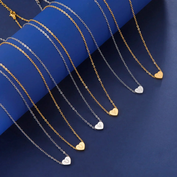 Romantic Heart Initial Choker Necklace