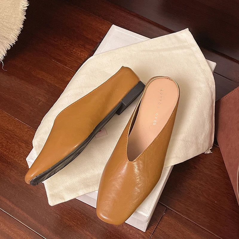Beatrice | Mules Métalliques à Bout Carré