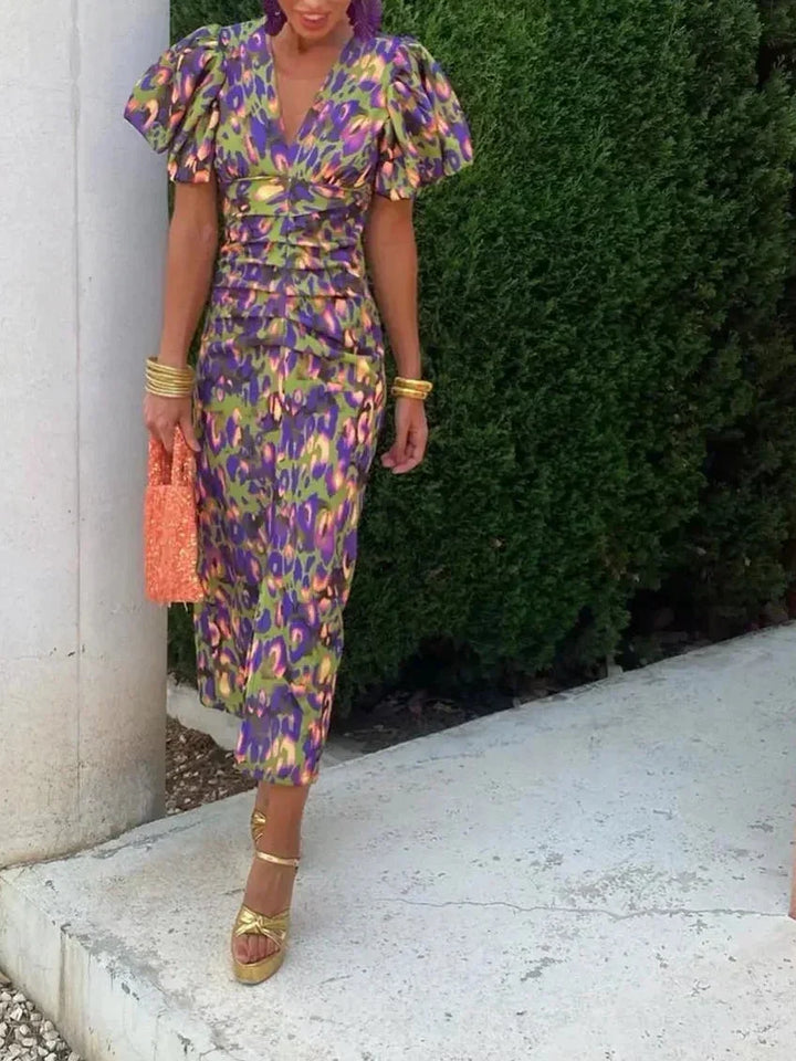 Noor™ - Robe mi-longue avec manches bouffantes