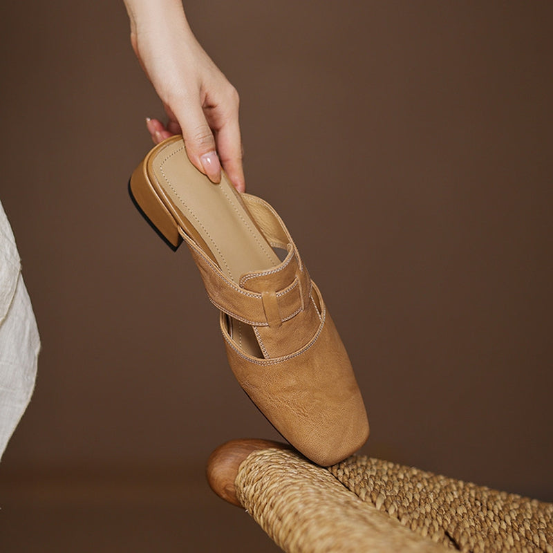 Carolina | Mules avec Bride et Bout Carré