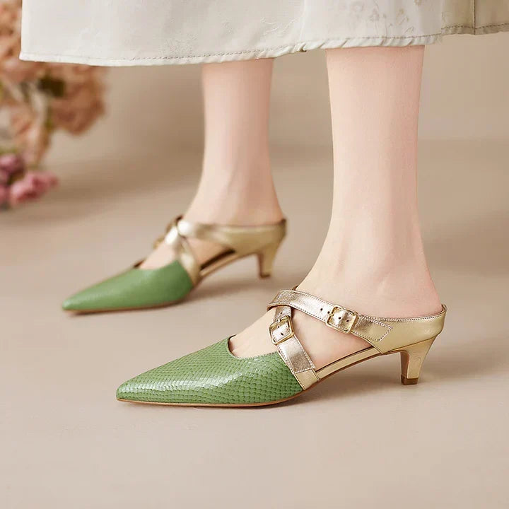 Ludovica | Mules à Bout Pointu avec Brides Croisées