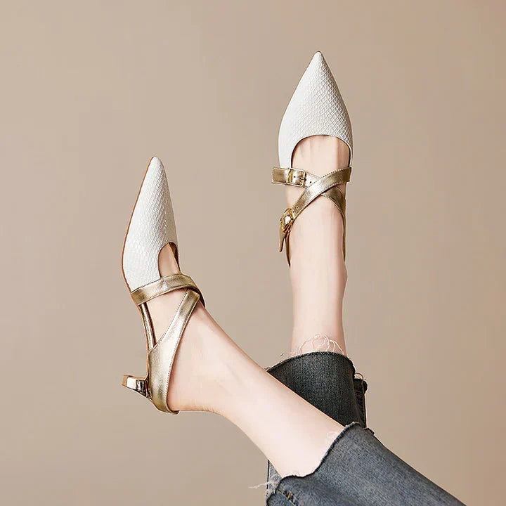 Ludovica | Mules à Bout Pointu avec Brides Croisées