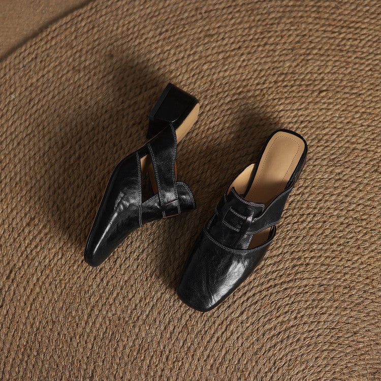 Carolina | Mules avec Bride et Bout Carré