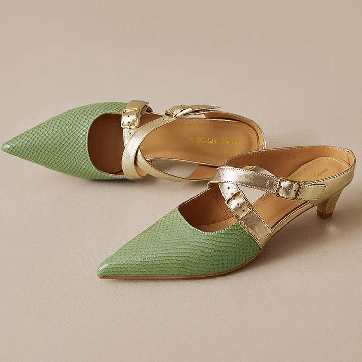 Ludovica | Mules à Bout Pointu avec Brides Croisées