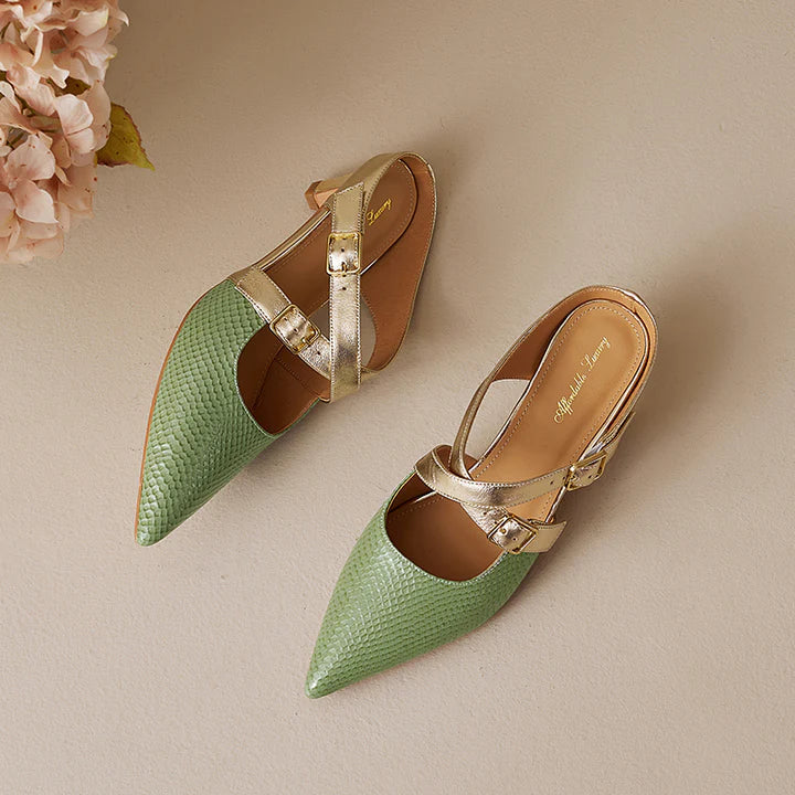 Ludovica | Mules à Bout Pointu avec Brides Croisées