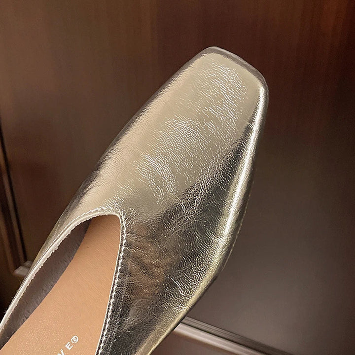 Beatrice | Mules Métalliques à Bout Carré